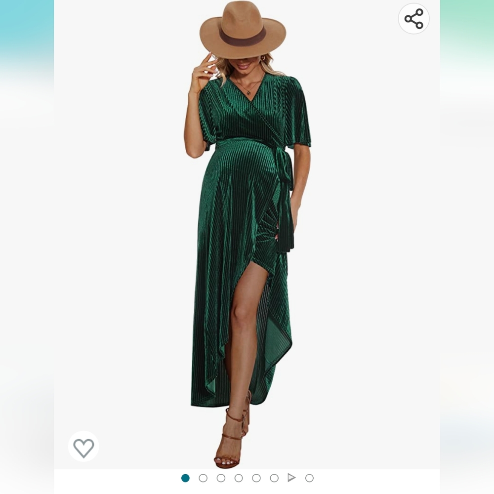 Rheane Emerald Green Maternity Wrap Dress